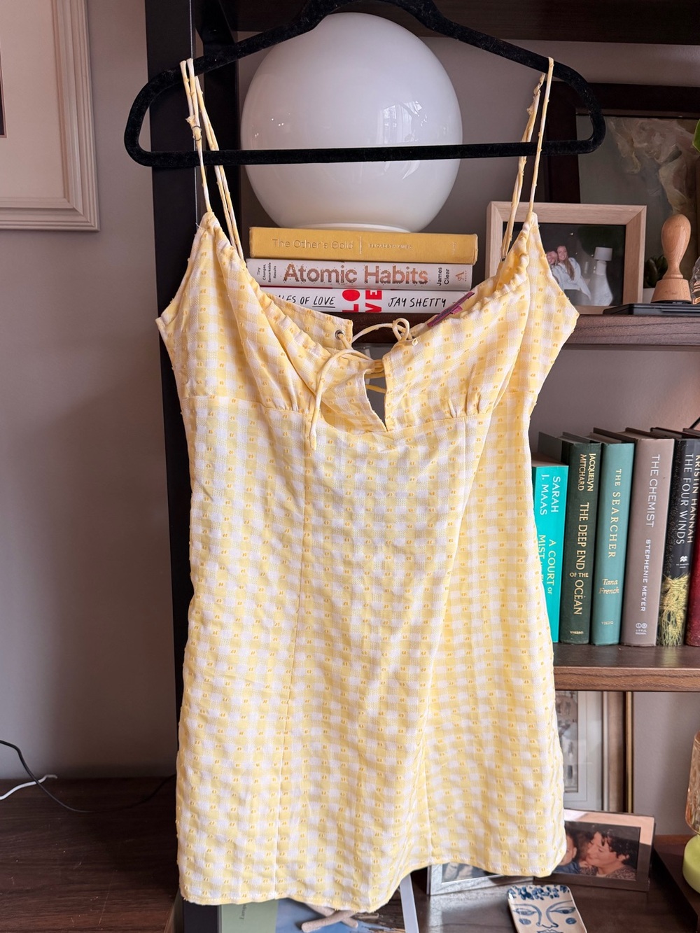 Edikted Yellow Gingham Tie-Front Sundress